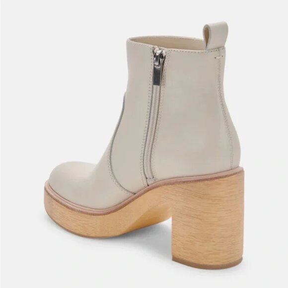 NEW DOLCE VITA Cecile Leather Heel Booties ivory for women 563tn - Picture 3 of 7